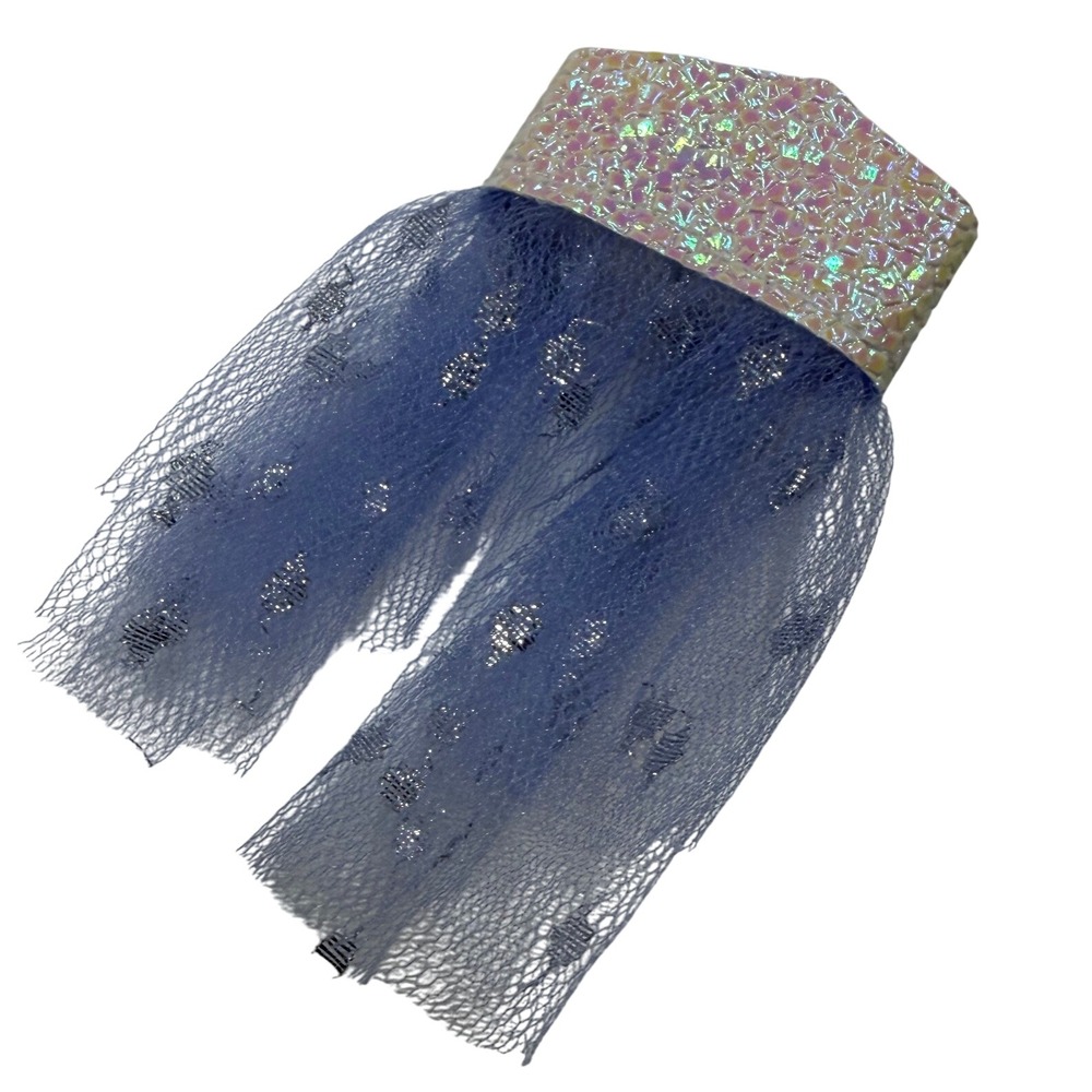 Blue Tulle Glitter Skirt Iridescent Sparkle Mesh Accessory